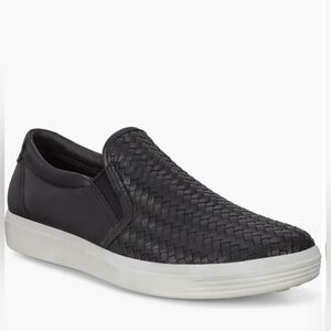 Ecco Soft 7 Women’s Black Woven Leather Slip-On Sneakers EU 38 / US 7-7.5